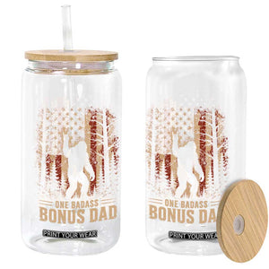 One Badass Bonus Dad Glass Can Vintage Bigfoot Stepdad American Flag TS10 Print Your Wear