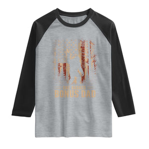 One Badass Bonus Dad Raglan Shirt Vintage Bigfoot Stepdad American Flag TS10 Heather Gray Black Print Your Wear