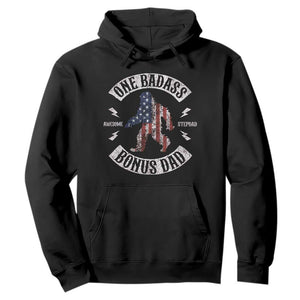 One Badass Bonus Dad Hoodie Vintage Bigfoot Stepdad Birthday Step Dad US Flag TS10 Black Print Your Wear