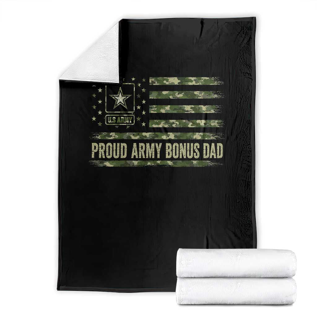 Proud Army Bonus Dad Throw Blanket Vintage Stepdad Birthday Step Dad Camo US Flag TS10 Black Print Your Wear