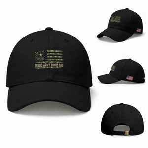 Proud Army Bonus Dad Baseball Cap Vintage Stepdad Birthday Step Dad Camo US Flag TS10 Baseball Cap Universal Fit Black Print Your Wear