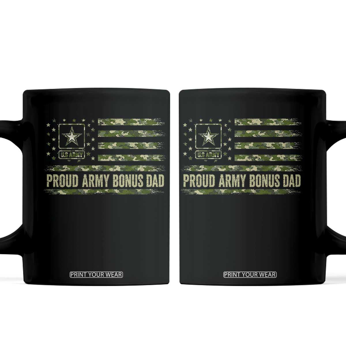 Proud Army Bonus Dad Coffee Mug Vintage Stepdad Birthday Step Dad Camo US Flag TS10 Black Print Your Wear