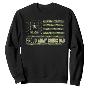 Proud Army Bonus Dad Sweatshirt Vintage Stepdad Birthday Step Dad Camo US Flag TS10 Black Print Your Wear