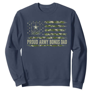 Proud Army Bonus Dad Sweatshirt Vintage Stepdad Birthday Step Dad Camo US Flag TS10 Navy Print Your Wear