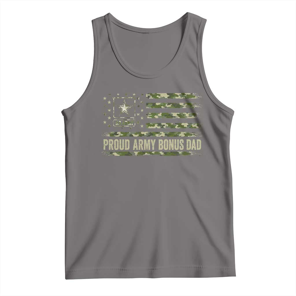 Proud Army Bonus Dad Tank Top Vintage Stepdad Birthday Step Dad Camo US Flag TS10 Deep Heather Print Your Wear