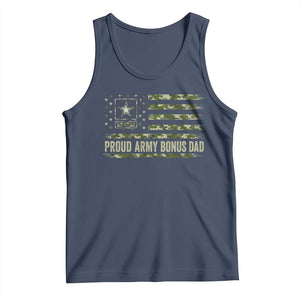 Proud Army Bonus Dad Tank Top Vintage Stepdad Birthday Step Dad Camo US Flag TS10 Navy Print Your Wear