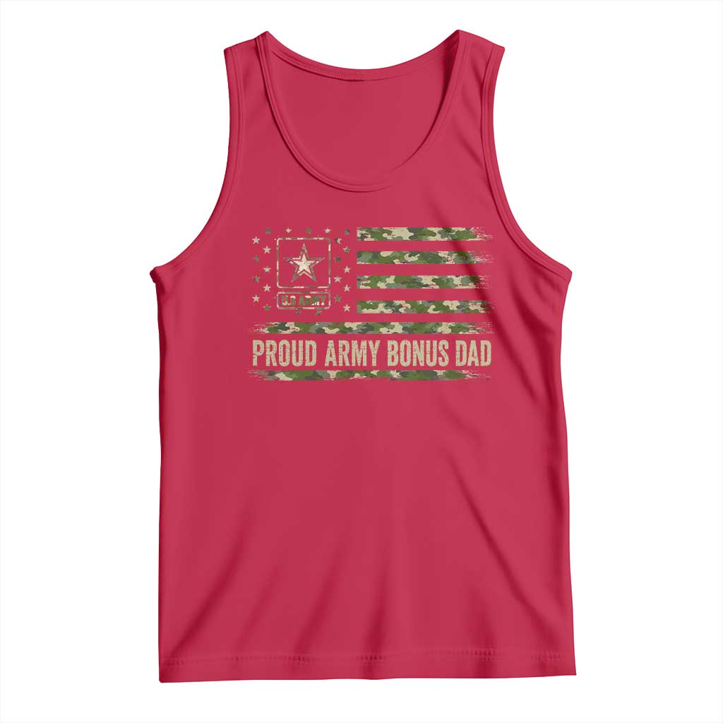 Proud Army Bonus Dad Tank Top Vintage Stepdad Birthday Step Dad Camo US Flag TS10 Red Print Your Wear