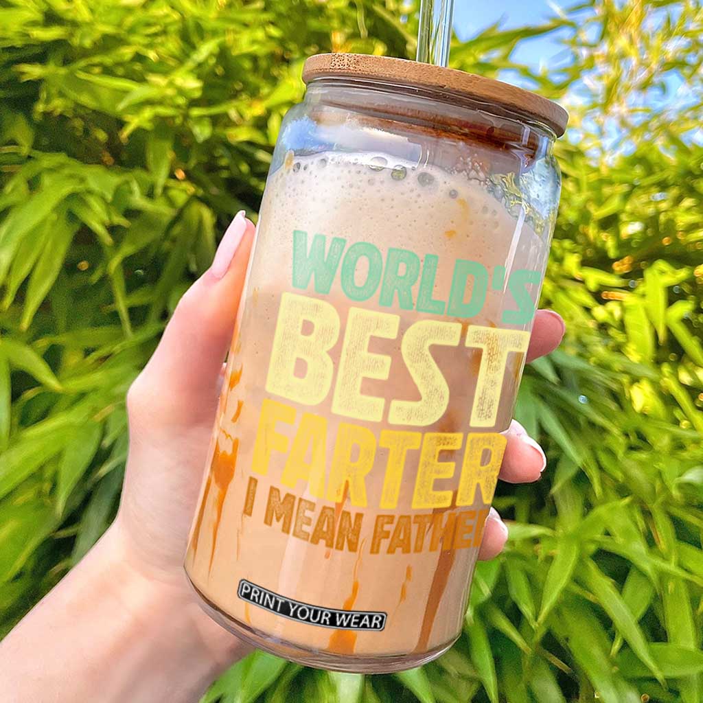 Retro World's Best Farter I Mean Father Glass Can Gag Gift Birthday Husband Dad Fathers Day TS10 Black Print Your Wear