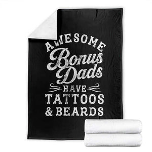 Funny Stepdad Throw Blanket Awesome Bonus Dads Have Tattoos And Beards TS10 Black Print Your Wear