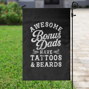 Funny Stepdad Garden Flag Awesome Bonus Dads Have Tattoos And Beards TS10 Print Your Wear