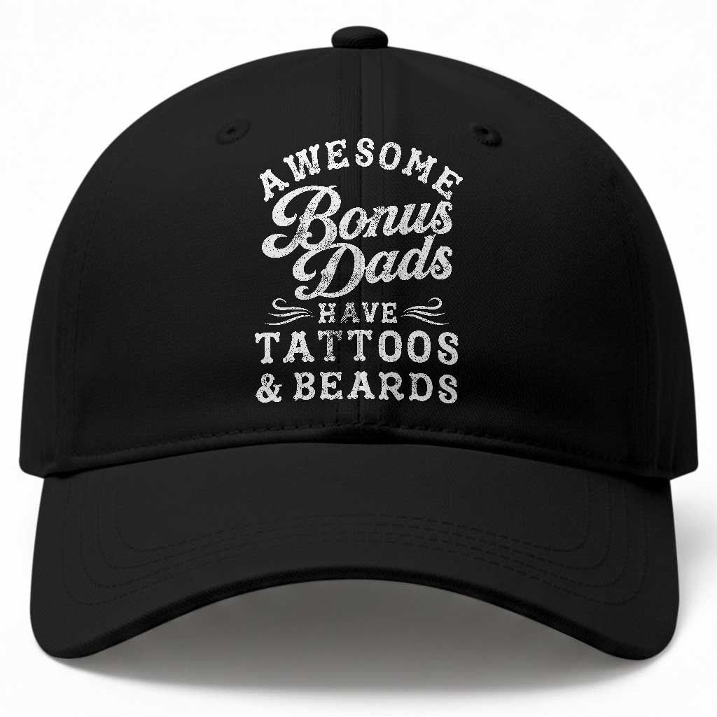 Funny Stepdad Baseball Cap Awesome Bonus Dads Have Tattoos And Beards TS10 Print Your Wear