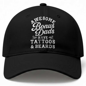 Funny Stepdad Baseball Cap Awesome Bonus Dads Have Tattoos And Beards TS10 Print Your Wear
