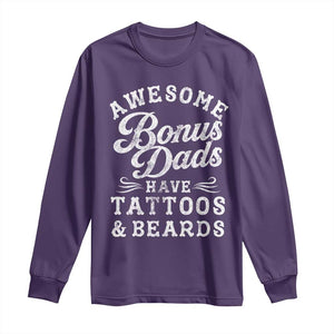 Funny Stepdad Long Sleeve Shirt Awesome Bonus Dads Have Tattoos And Beards TS10 Purple Print Your Wear