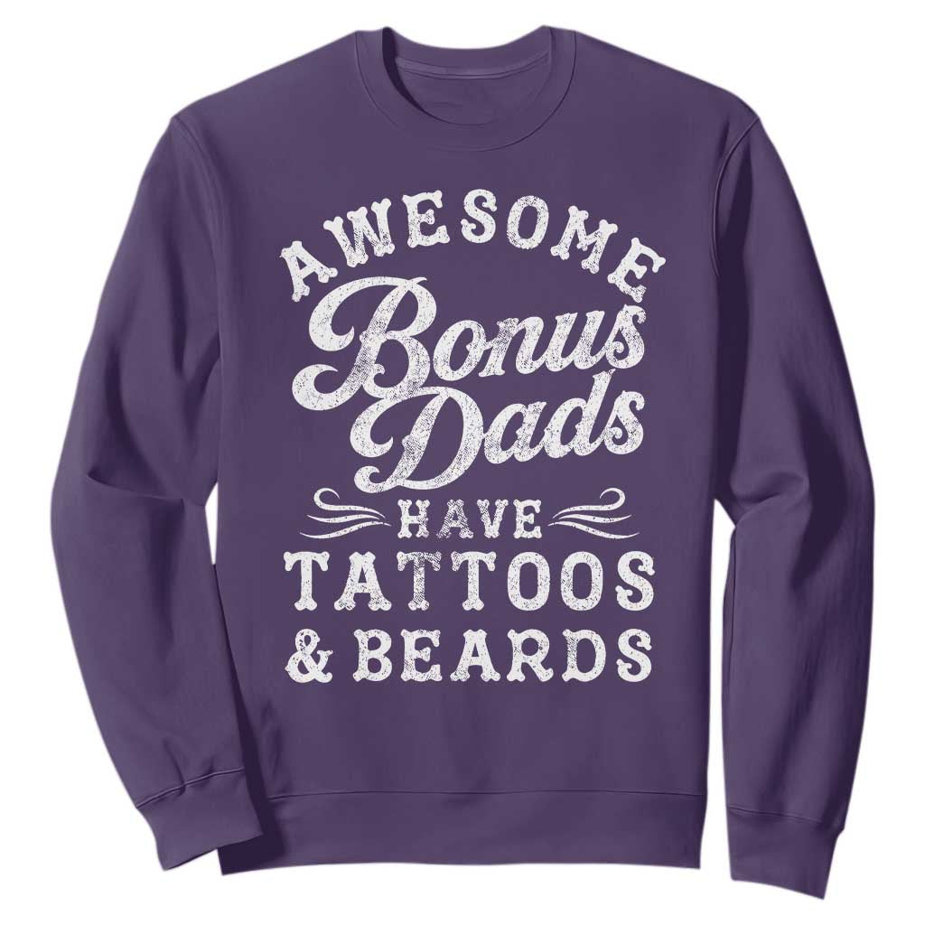 Funny Stepdad Sweatshirt Awesome Bonus Dads Have Tattoos And Beards TS10 Purple Print Your Wear