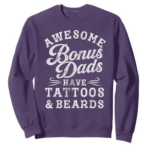 Funny Stepdad Sweatshirt Awesome Bonus Dads Have Tattoos And Beards TS10 Purple Print Your Wear