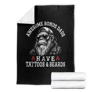 Funny Bigfoot Stepdad Throw Blanket Awesome Bonus Dads Have Tattoos And Beards TS10 Black Print Your Wear