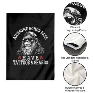 Funny Bigfoot Stepdad Garden Flag Awesome Bonus Dads Have Tattoos And Beards TS10 Print Your Wear
