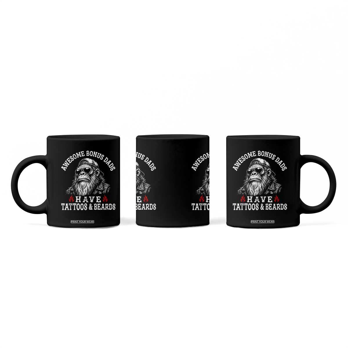Funny Bigfoot Stepdad Coffee Mug Awesome Bonus Dads Have Tattoos And Beards TS10 Print Your Wear