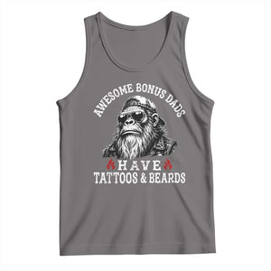 Funny Bigfoot Stepdad Tank Top Awesome Bonus Dads Have Tattoos And Beards TS10 Deep Heather Print Your Wear