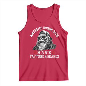 Funny Bigfoot Stepdad Tank Top Awesome Bonus Dads Have Tattoos And Beards TS10 Red Print Your Wear