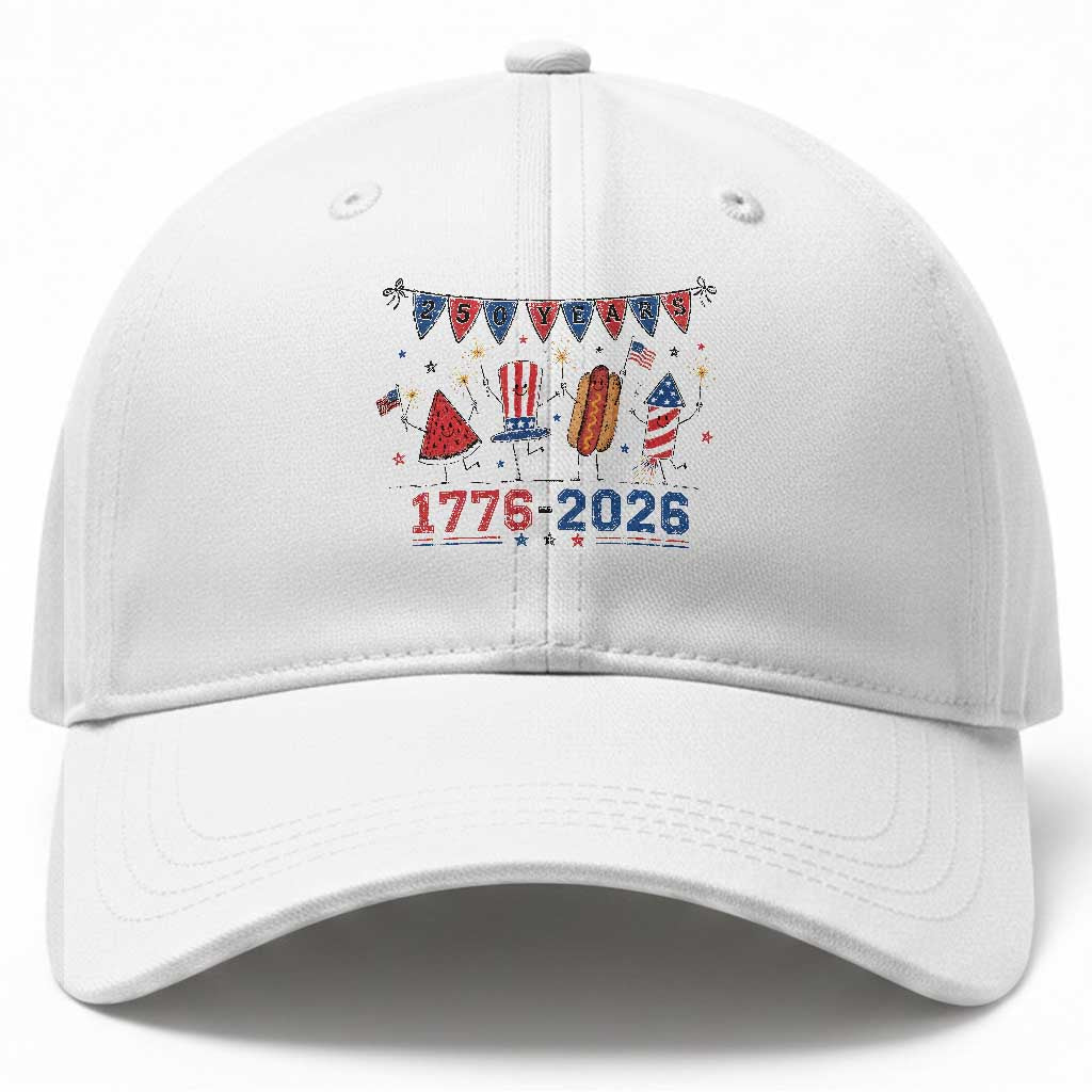 250th Anniversary USA Baseball Cap Patriotic Watermelon Hotdog Firework 250 Years American 1776 2026 250th 4th July TS10 Print Your Wear