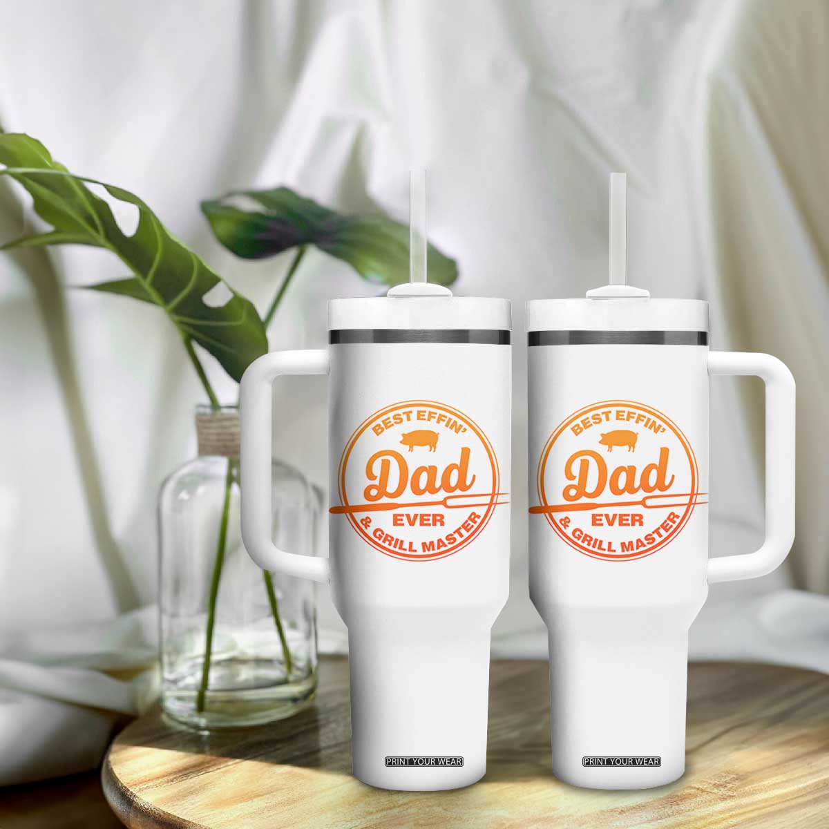 Best Effin Dad Ever And Grill Master Tumbler With Handle Funny Grilling BBQ Sarcastic TS10 Print Your Wear