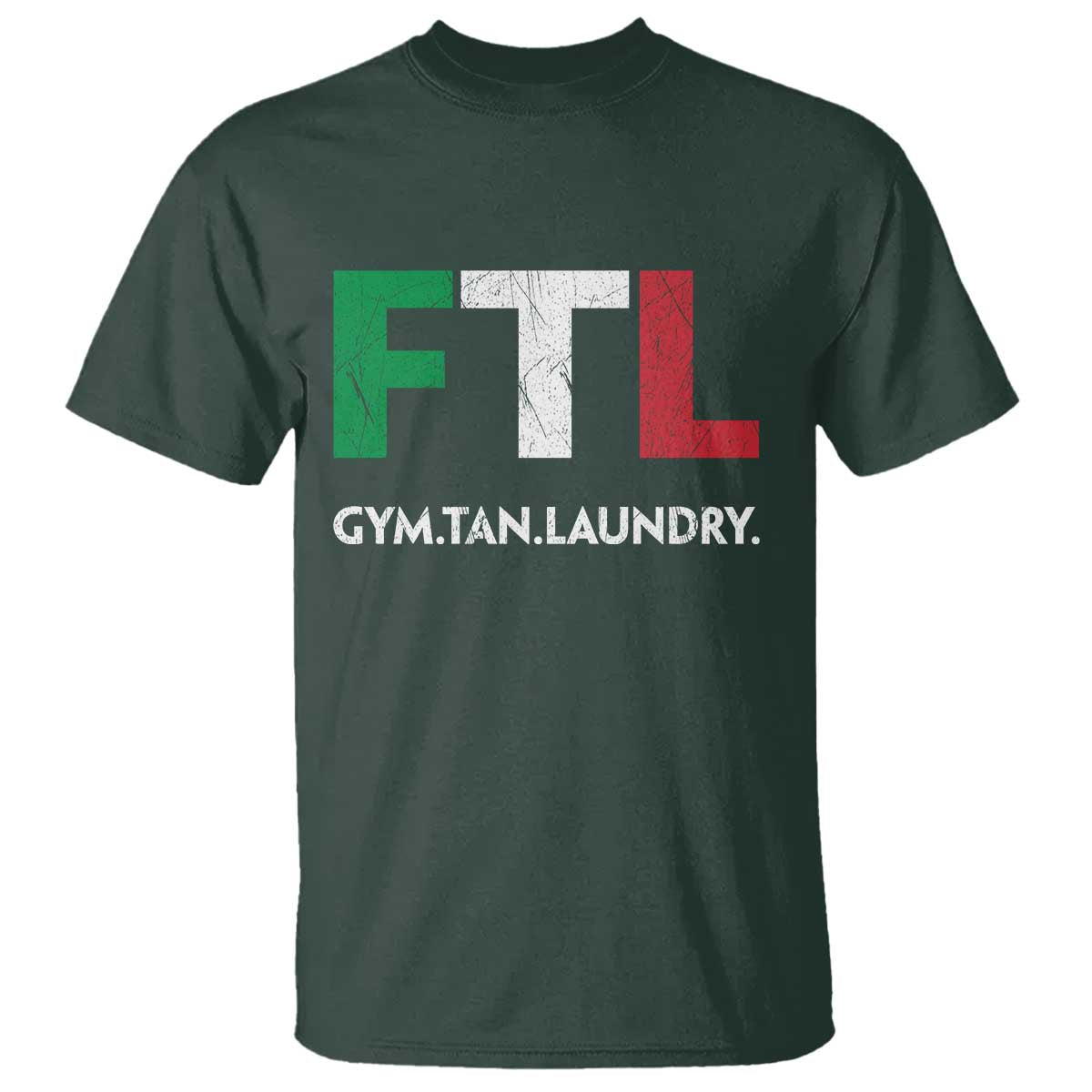 Gym Tan Laundry GTL Italian Flag T Shirt TS10 Dark Forest Green Print Your Wear