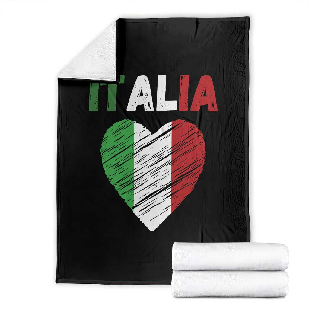 Italian Flag Heart Throw Blanket Retro Vintage Italia Graphic TS10 Black Print Your Wear