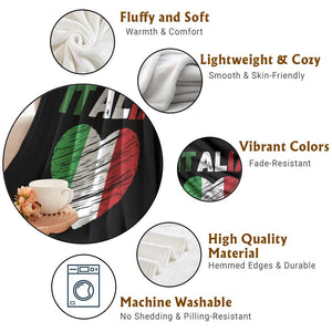 Italian Flag Heart Throw Blanket Retro Vintage Italia Graphic TS10 Print Your Wear