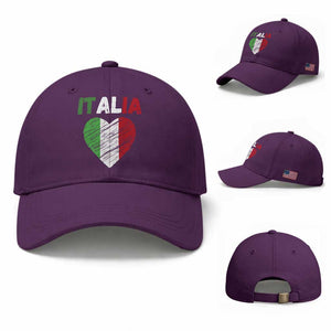 Italian Flag Heart Baseball Cap Retro Vintage Italia Graphic TS10 Baseball Cap Universal Fit Purple Print Your Wear