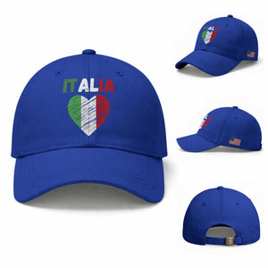 Italian Flag Heart Baseball Cap Retro Vintage Italia Graphic TS10 Baseball Cap Universal Fit Royal Blue Print Your Wear