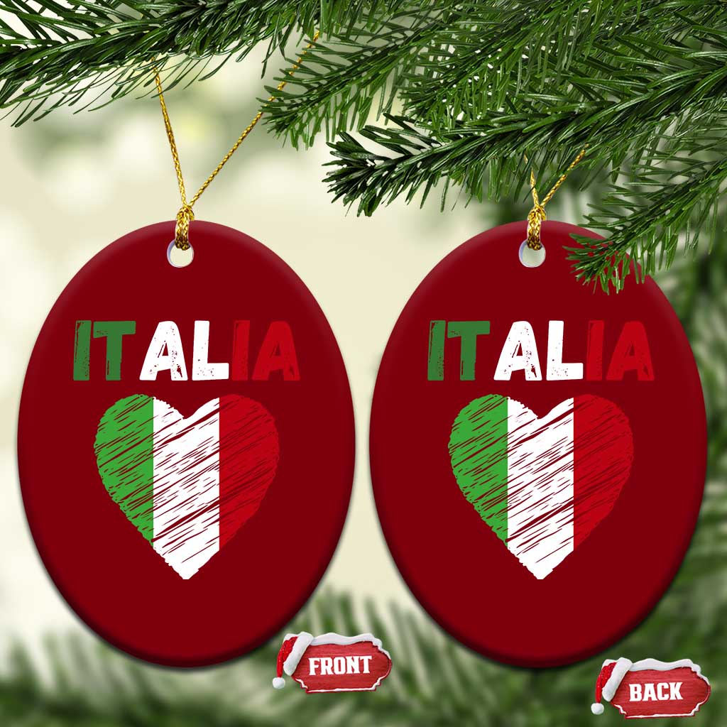 Italian Flag Heart Ceramic Ornament Retro Vintage Italia Graphic TS10 Print Your Wear