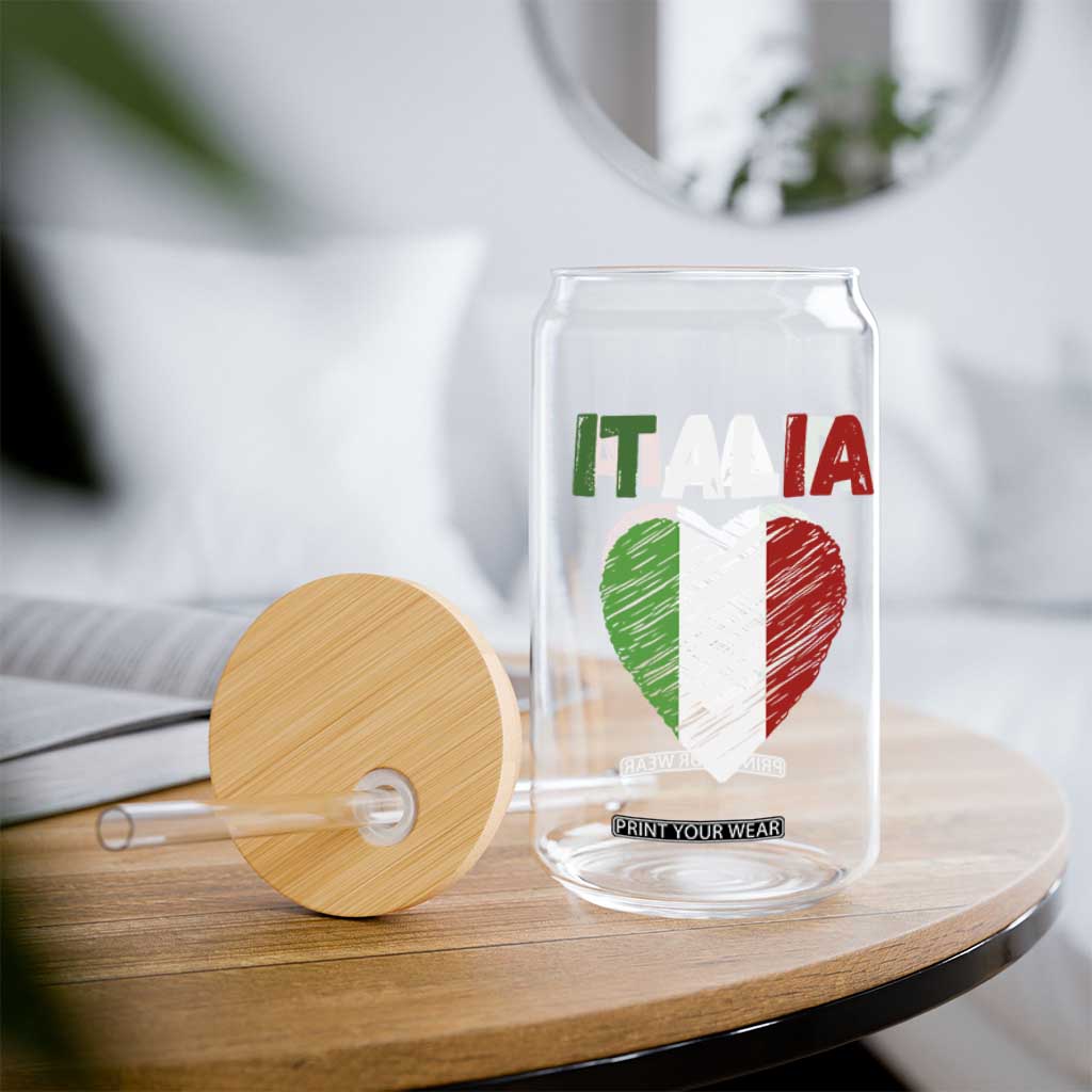 Italian Flag Heart Glass Can Retro Vintage Italia Graphic TS10 Print Your Wear