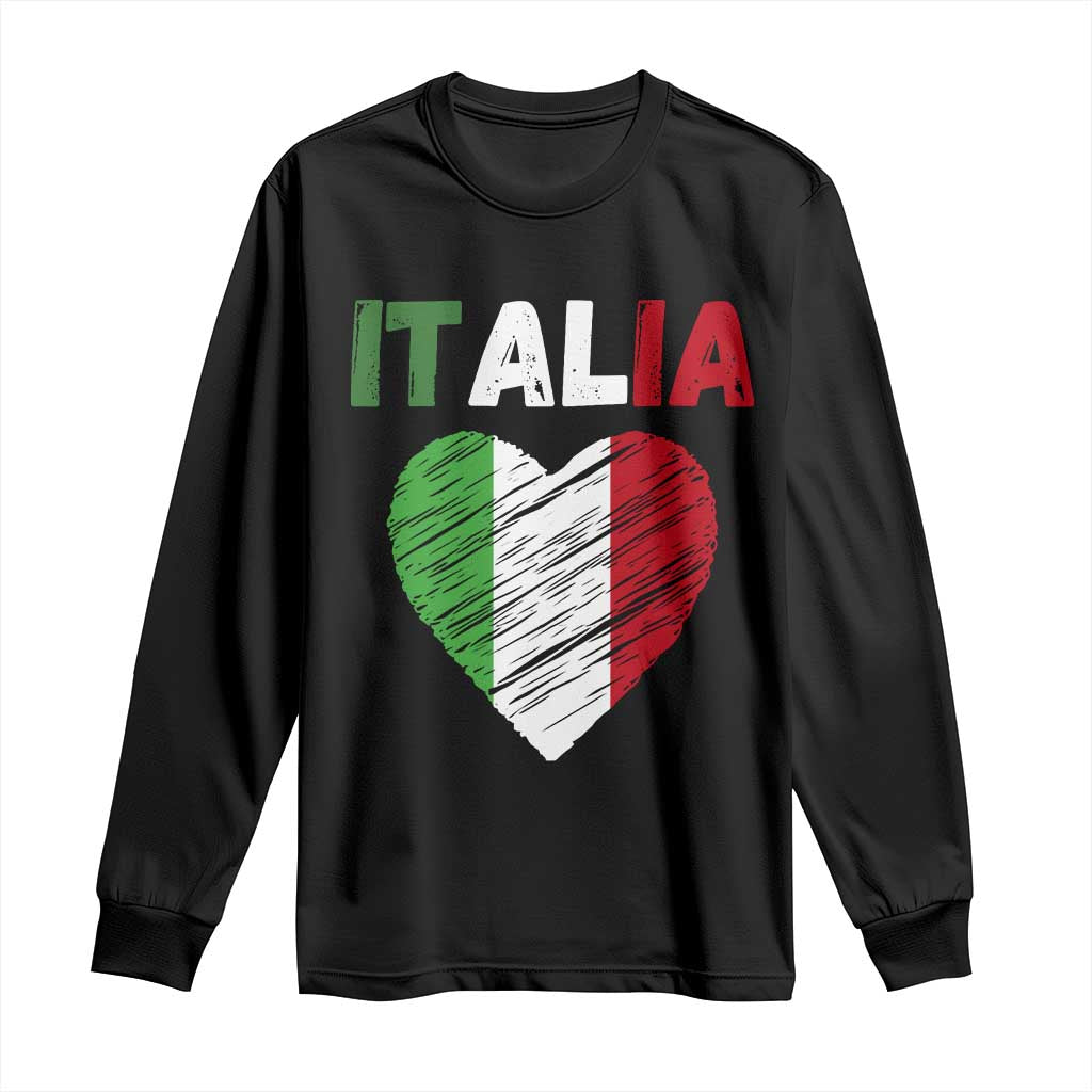 Italian Flag Heart Long Sleeve Shirt Retro Vintage Italia Graphic TS10 Black Print Your Wear