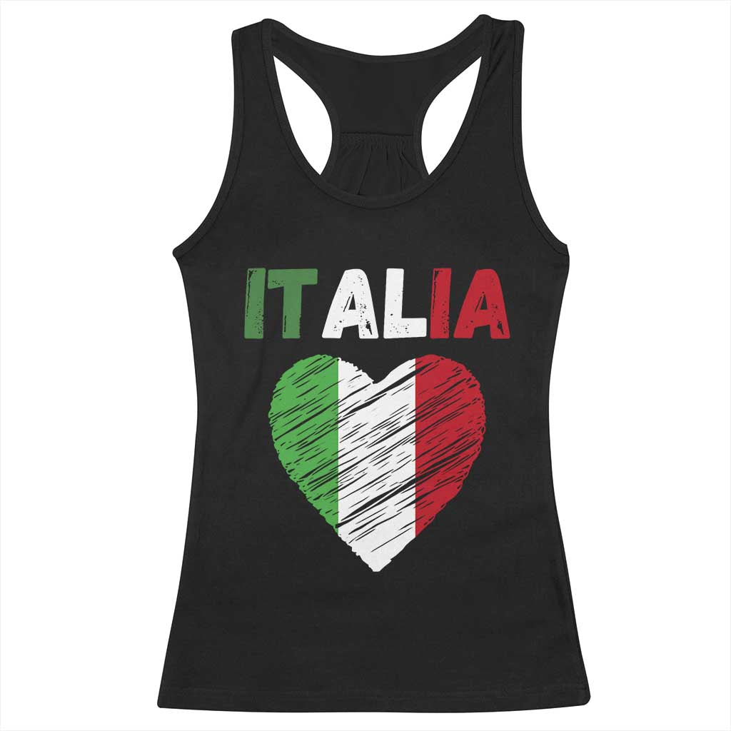 Italian Flag Heart Racerback Tank Top Retro Vintage Italia Graphic TS10 Black Print Your Wear