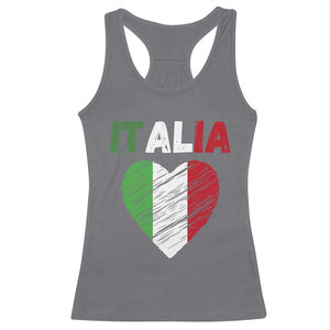 Italian Flag Heart Racerback Tank Top Retro Vintage Italia Graphic TS10 Charcoal Print Your Wear