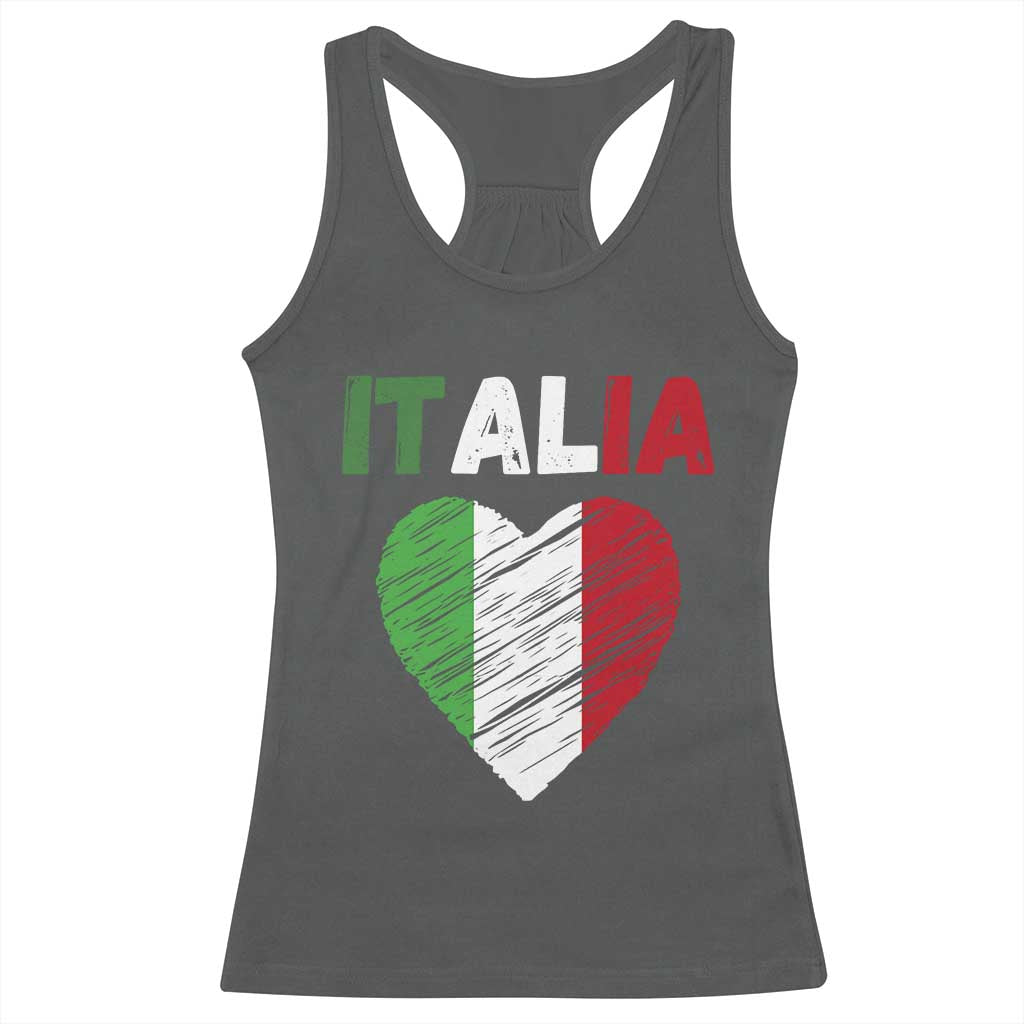 Italian Flag Heart Racerback Tank Top Retro Vintage Italia Graphic TS10 Dark Heather Print Your Wear