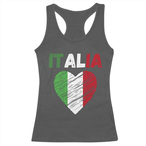 Italian Flag Heart Racerback Tank Top Retro Vintage Italia Graphic TS10 Dark Heather Print Your Wear