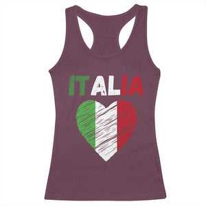 Italian Flag Heart Racerback Tank Top Retro Vintage Italia Graphic TS10 Maroon Print Your Wear