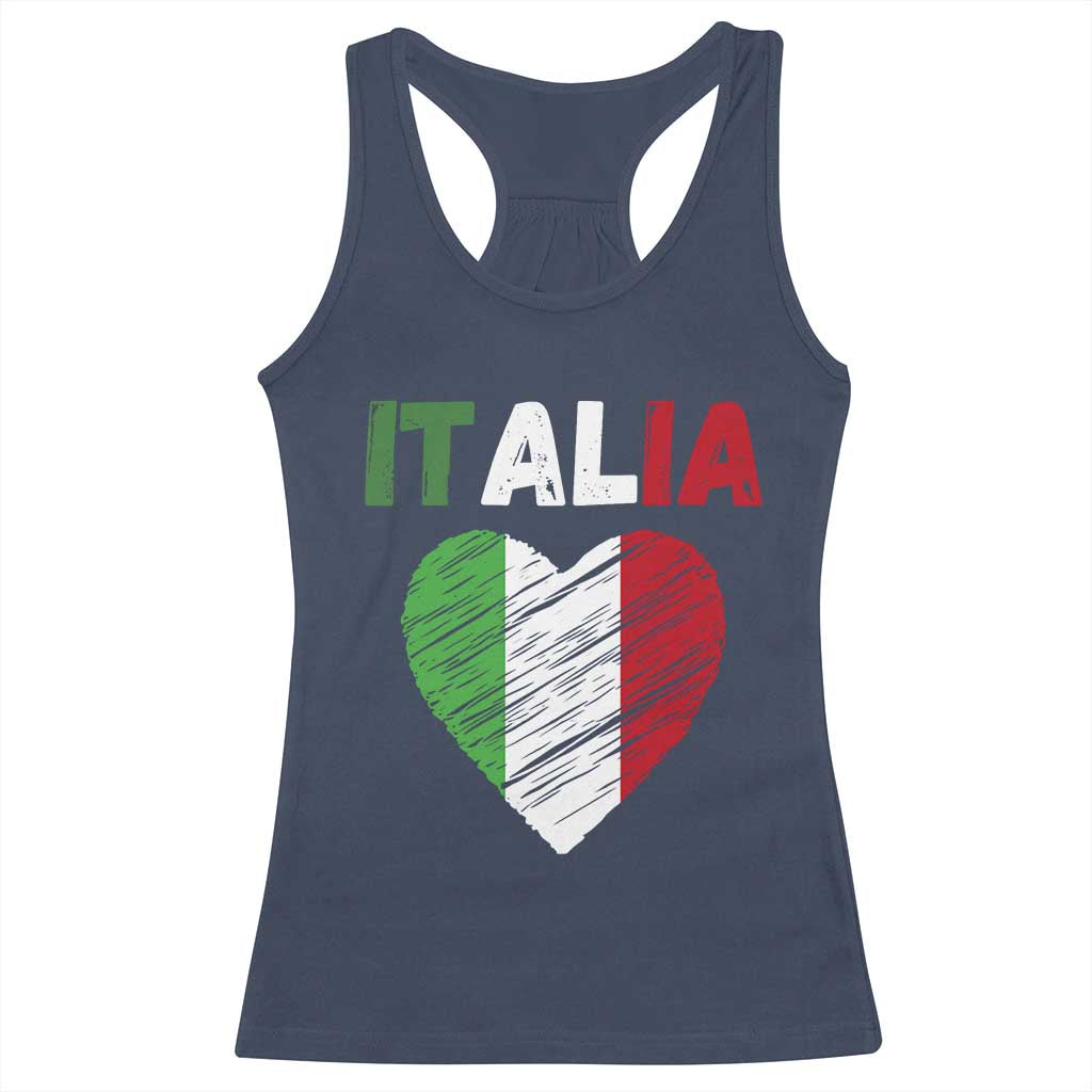 Italian Flag Heart Racerback Tank Top Retro Vintage Italia Graphic TS10 Navy Print Your Wear
