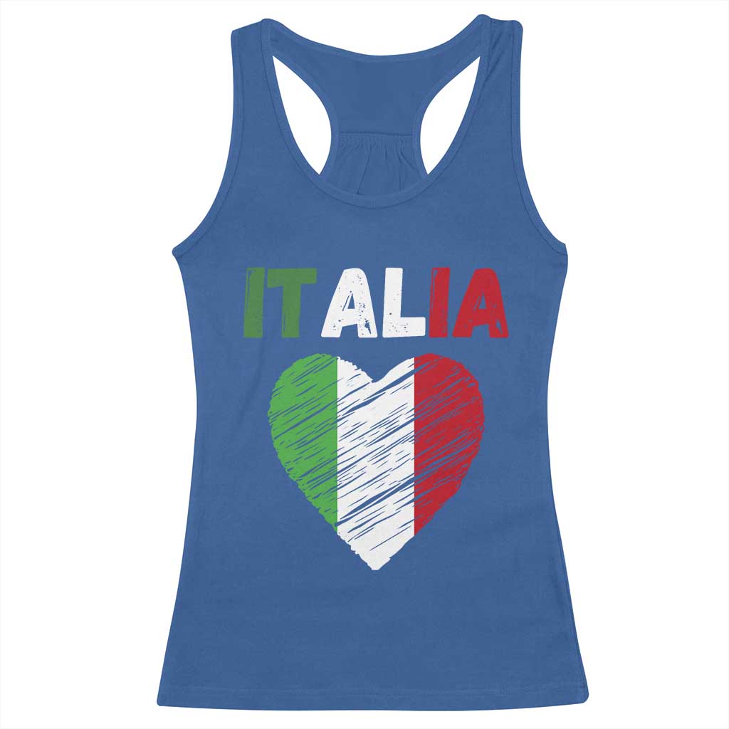 Italian Flag Heart Racerback Tank Top Retro Vintage Italia Graphic TS10 Royal Blue Print Your Wear