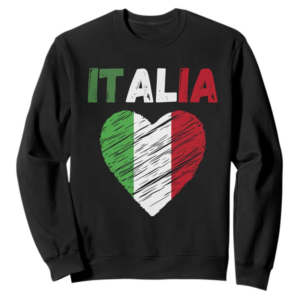 Italian Flag Heart Sweatshirt Retro Vintage Italia Graphic TS10 Black Print Your Wear