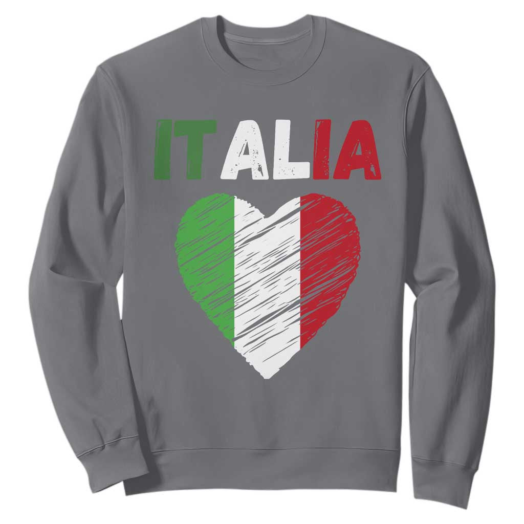 Italian Flag Heart Sweatshirt Retro Vintage Italia Graphic TS10 Charcoal Print Your Wear