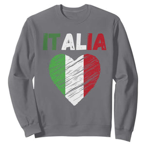 Italian Flag Heart Sweatshirt Retro Vintage Italia Graphic TS10 Charcoal Print Your Wear