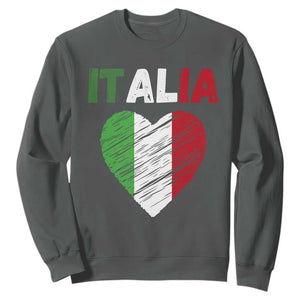 Italian Flag Heart Sweatshirt Retro Vintage Italia Graphic TS10 Dark Heather Print Your Wear