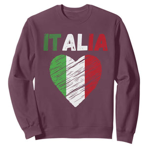 Italian Flag Heart Sweatshirt Retro Vintage Italia Graphic TS10 Maroon Print Your Wear