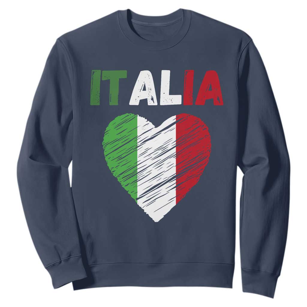 Italian Flag Heart Sweatshirt Retro Vintage Italia Graphic TS10 Navy Print Your Wear