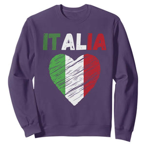 Italian Flag Heart Sweatshirt Retro Vintage Italia Graphic TS10 Purple Print Your Wear