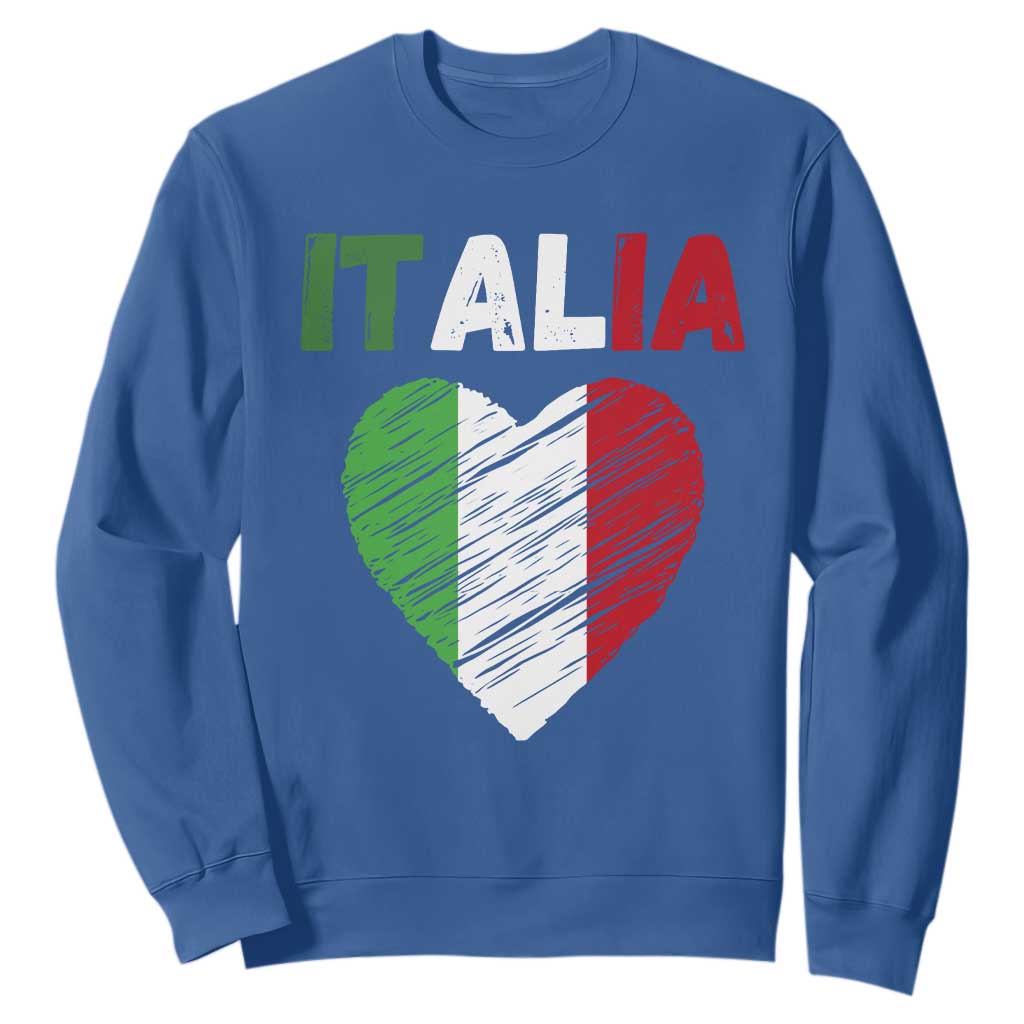 Italian Flag Heart Sweatshirt Retro Vintage Italia Graphic TS10 Royal Blue Print Your Wear