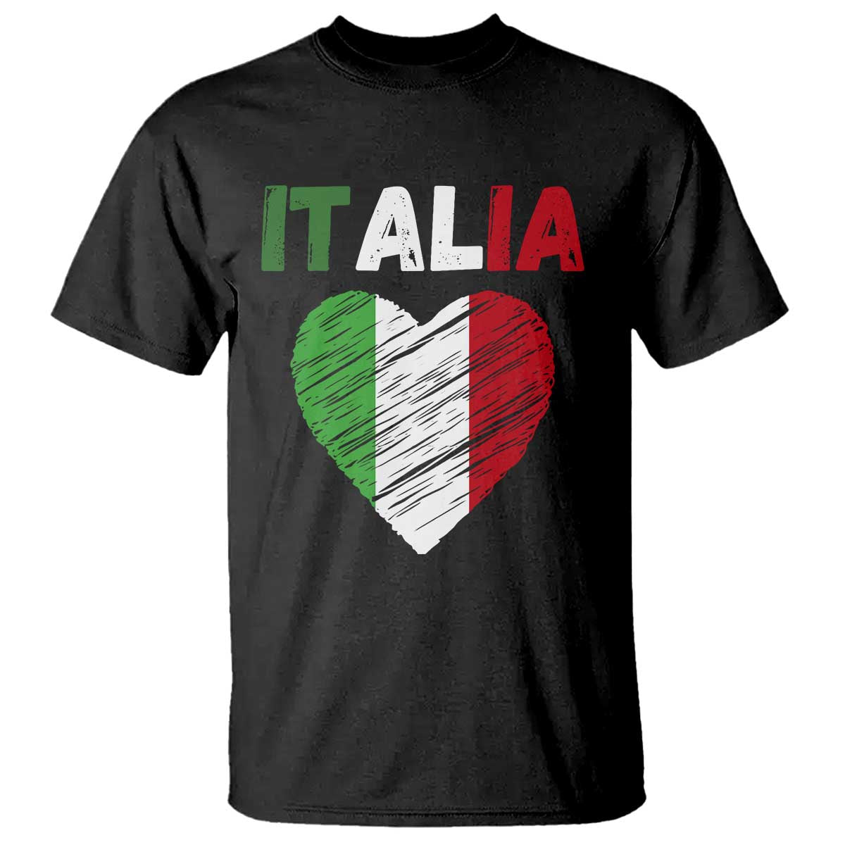 Italian Flag Heart T Shirt Retro Vintage Italia Graphic TS10 Black Print Your Wear